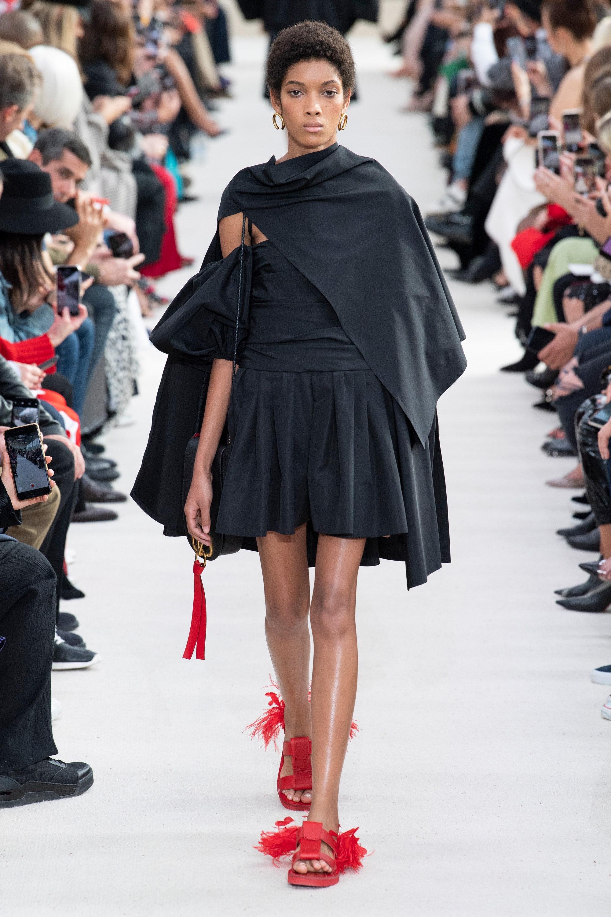 Black VALENTINO Off Shoulder Puff Sleeve Mini Dress with Bow S/S 2019 