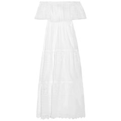 Valentino Off-The-Shoulder Broderie Anglaise Cotton-Blend Maxi Dress
