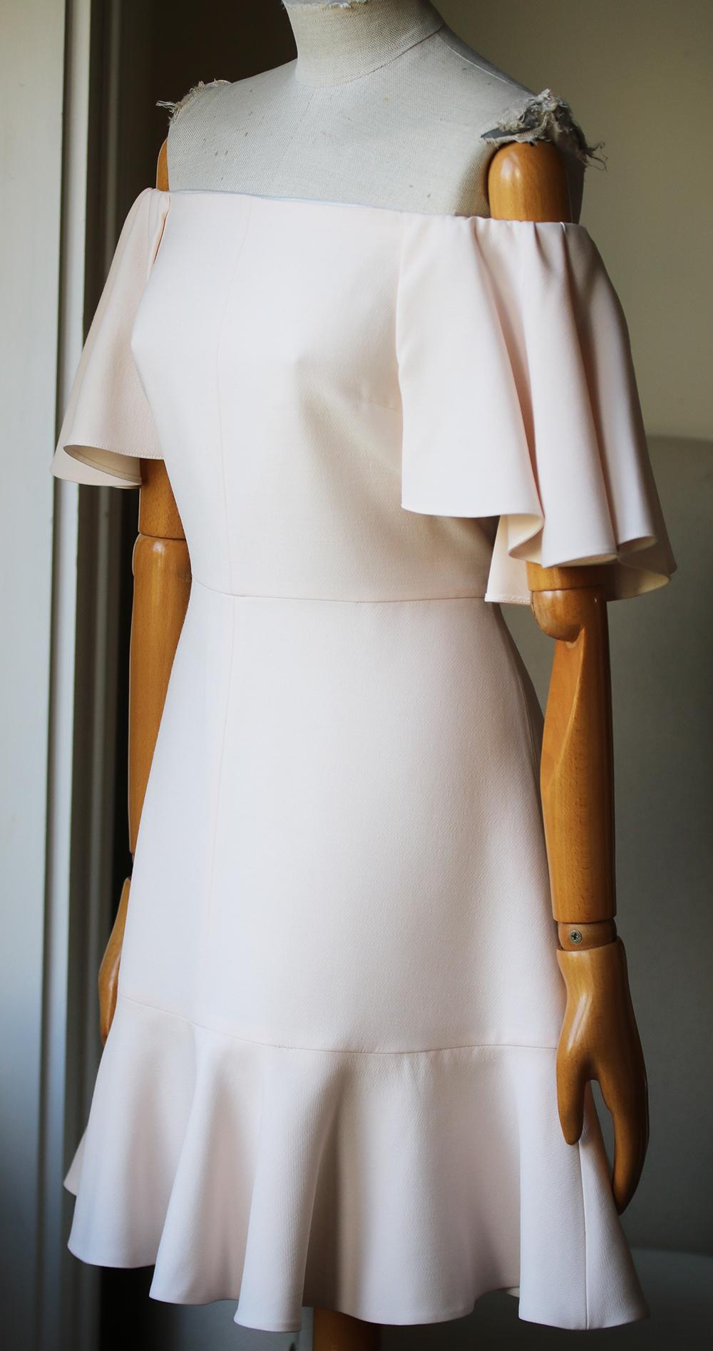 White Valentino Off-The-Shoulder Silk-Blend Crepe Mini Dress