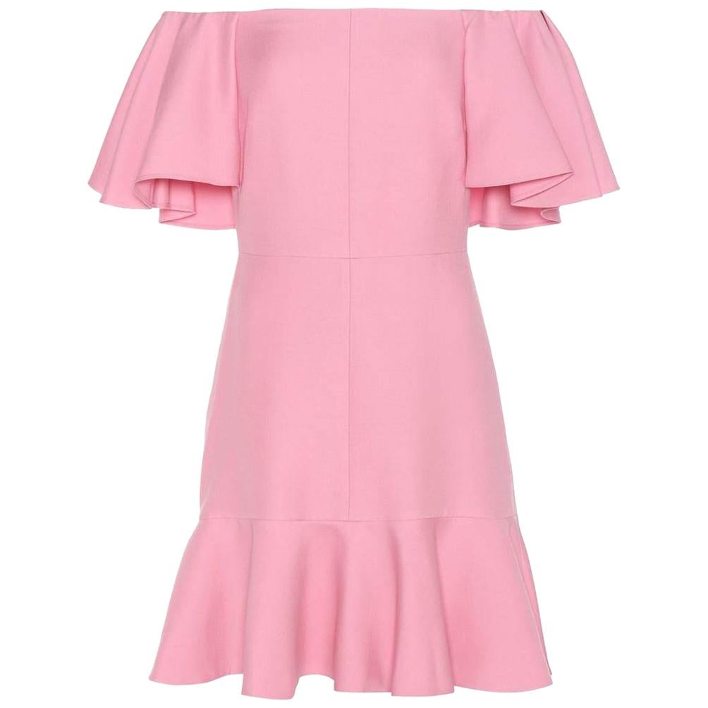 Valentino Off-The-Shoulder Silk-Blend Crepe Mini Dress