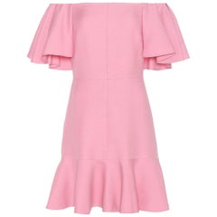 Valentino Off-The-Shoulder Silk-Blend Crepe Mini Dress