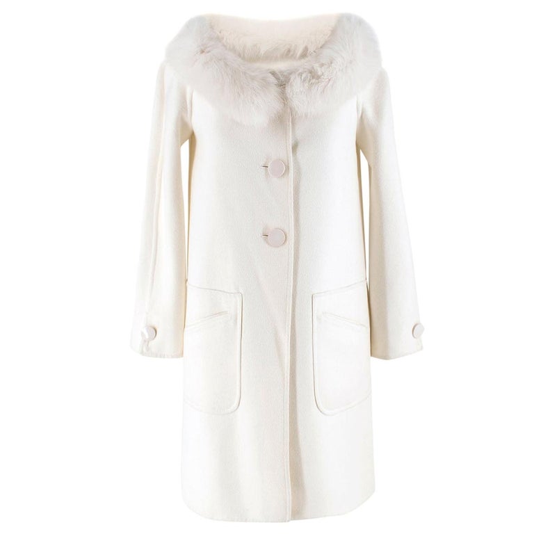 Valentino Off-White Double-faced Wool Blend Fur Coat SIZE 4 For Sale at ...