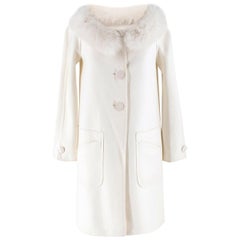 Valentino Off-White Double-faced Wool Blend Fur Coat - Size US 4