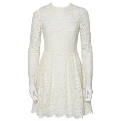 Valentino Off-White Lace Long Sleeve Mini Dress S at 1stDibs