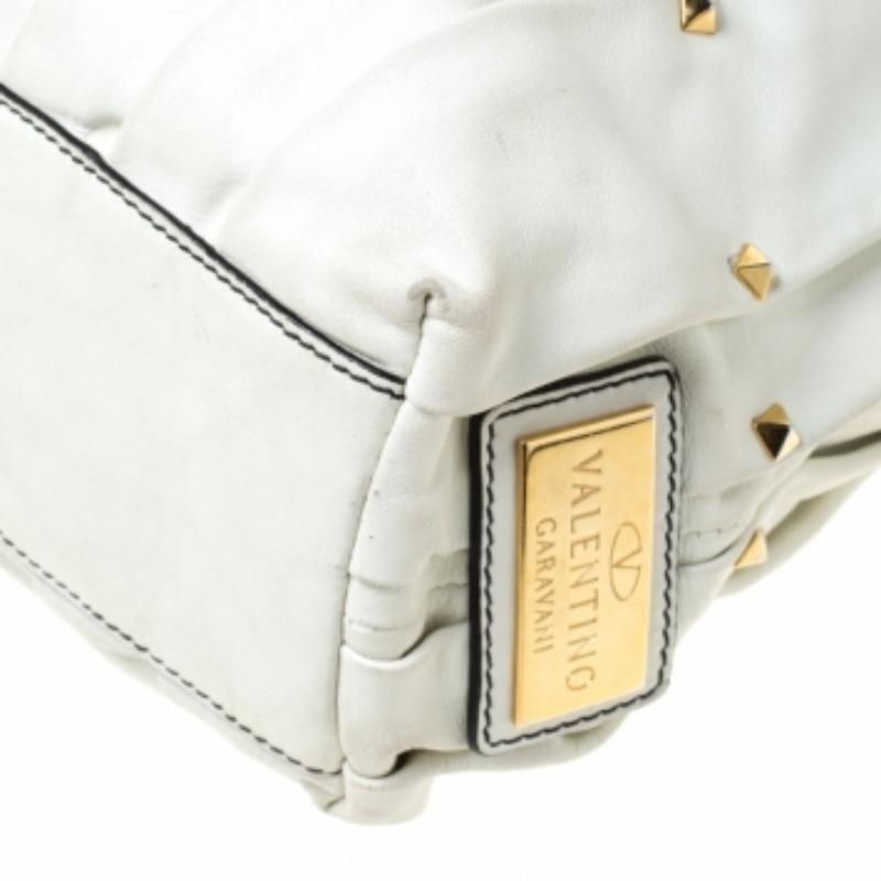 Valentino Bolso Shopper Maison Pintucked de piel blanco roto en venta 5