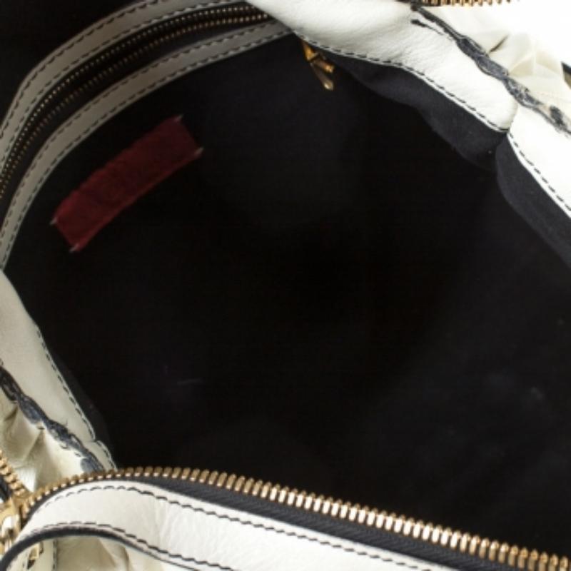 Valentino Bolso Shopper Maison Pintucked de piel blanco roto en venta 1