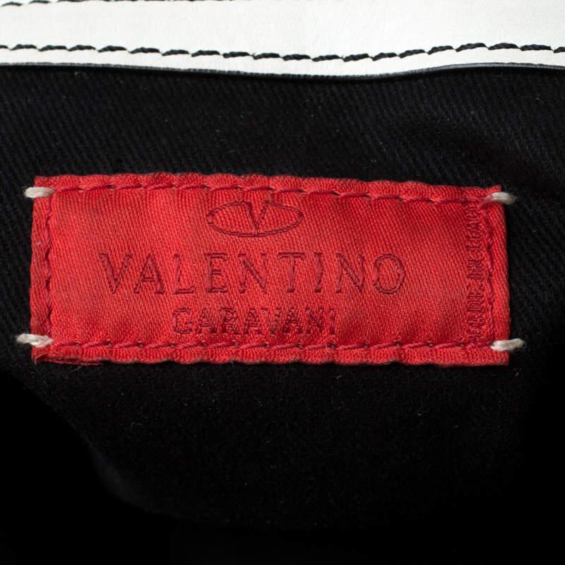 Valentino Off-White Leder Maison Pintucked Shopper Tote im Angebot 2