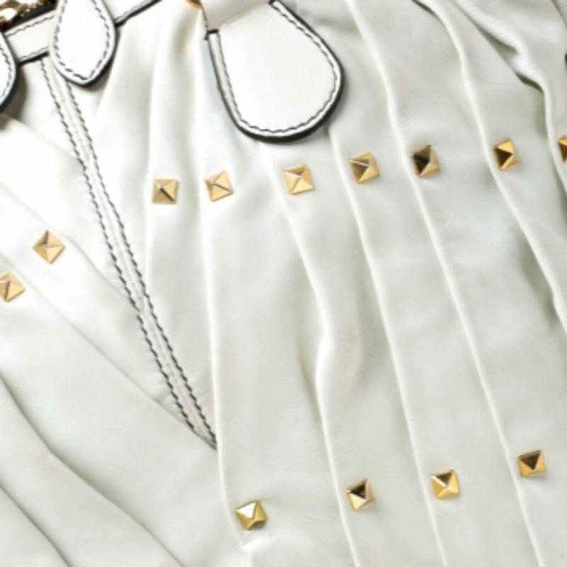 Valentino Bolso Shopper Maison Pintucked de piel blanco roto en venta 3