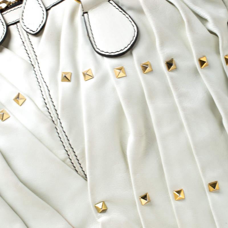 Valentino Off-White Leder Maison Pintucked Shopper Tote im Angebot 4