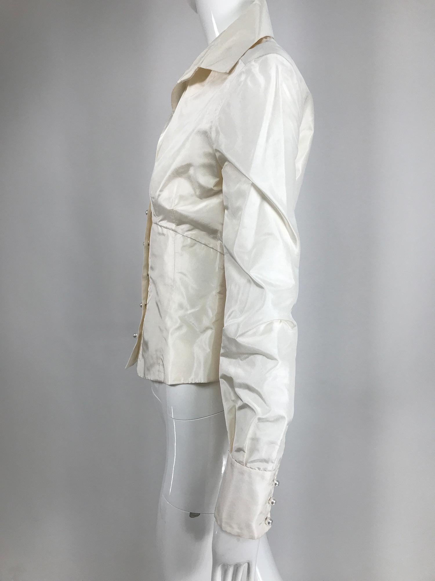 Women's Valentino Off White Silk Fitted Blouse 