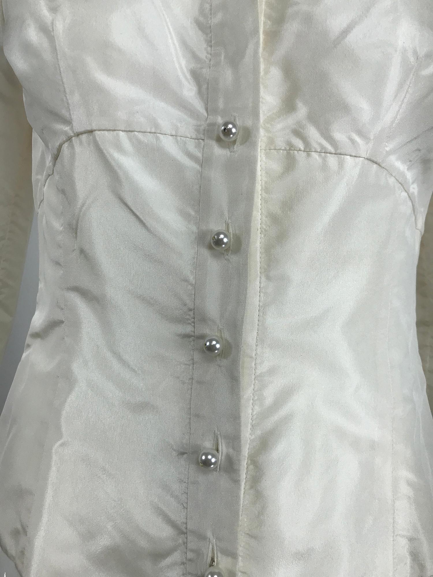 Valentino Off White Silk Fitted Blouse  1