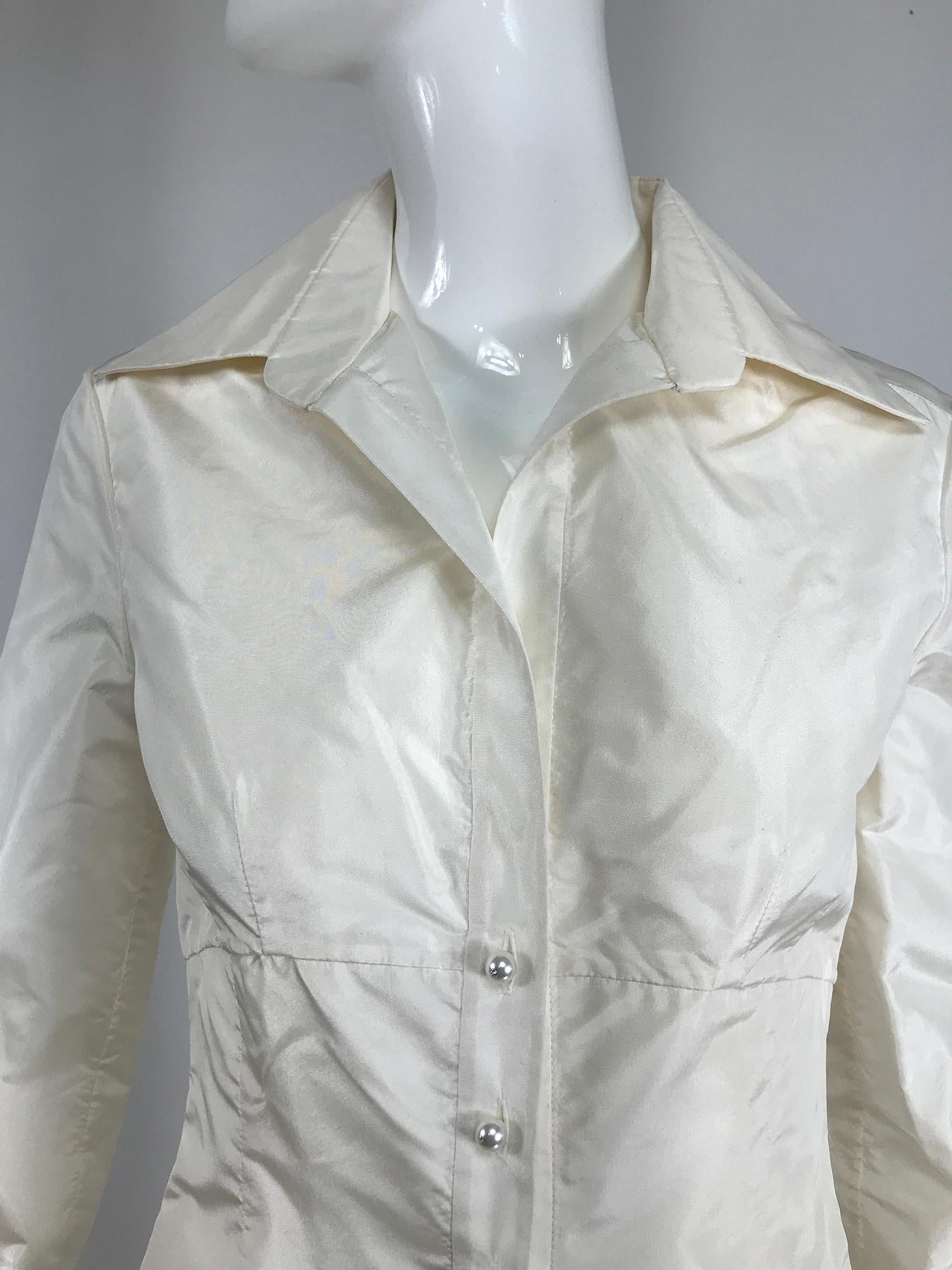 Valentino Off White Silk Fitted Blouse  2