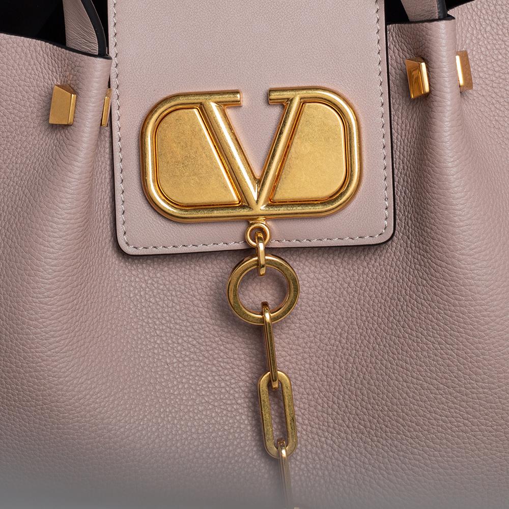 Valentino Old Rose Leather Medium Escape V Logo Tote 5