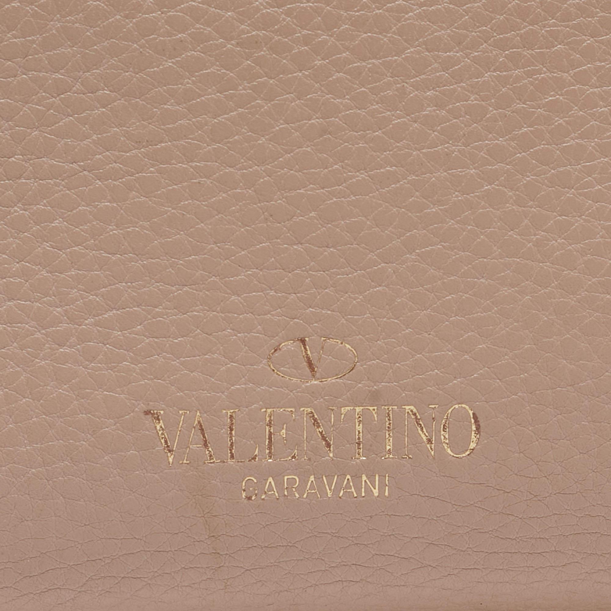 Valentino Old Rose Leather Rockstud Top Handle Bag For Sale 9