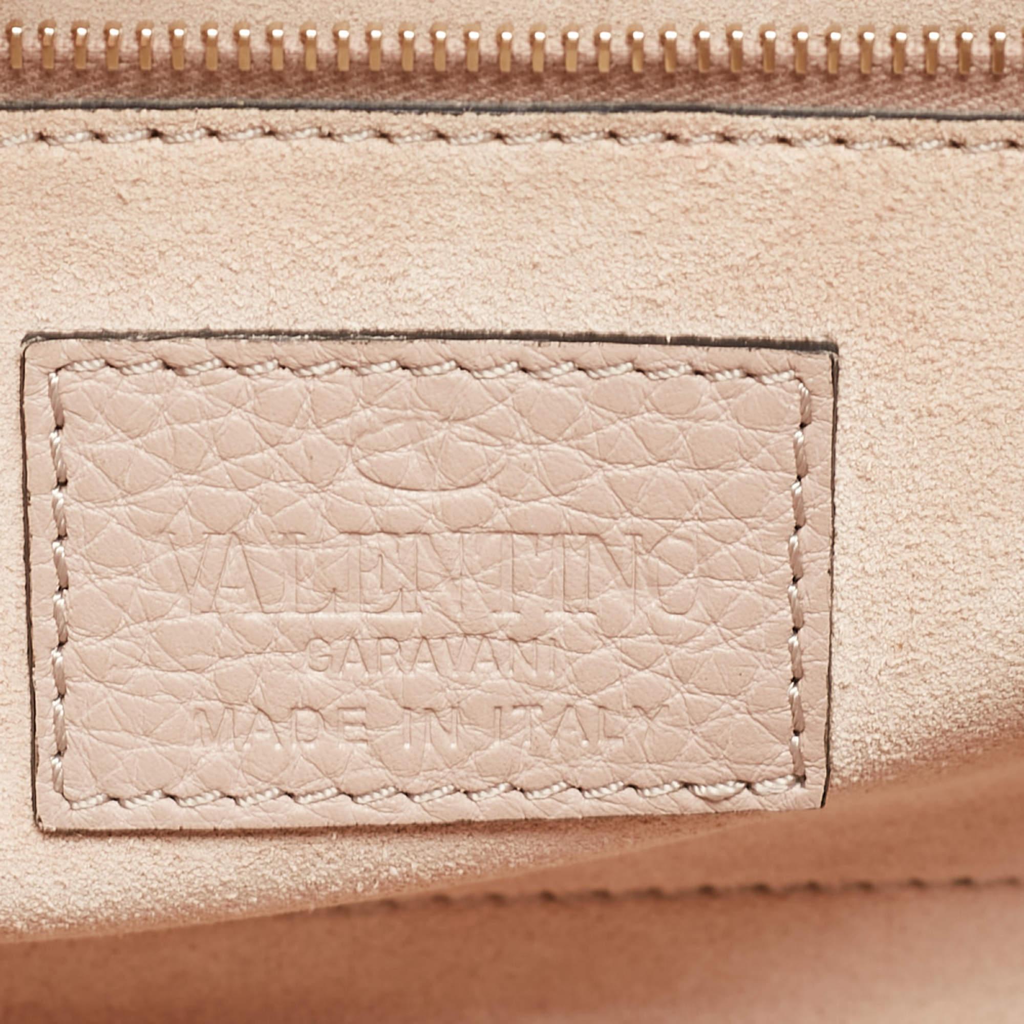 Valentino Old Rose Leather Rockstud Top Handle Bag For Sale 15