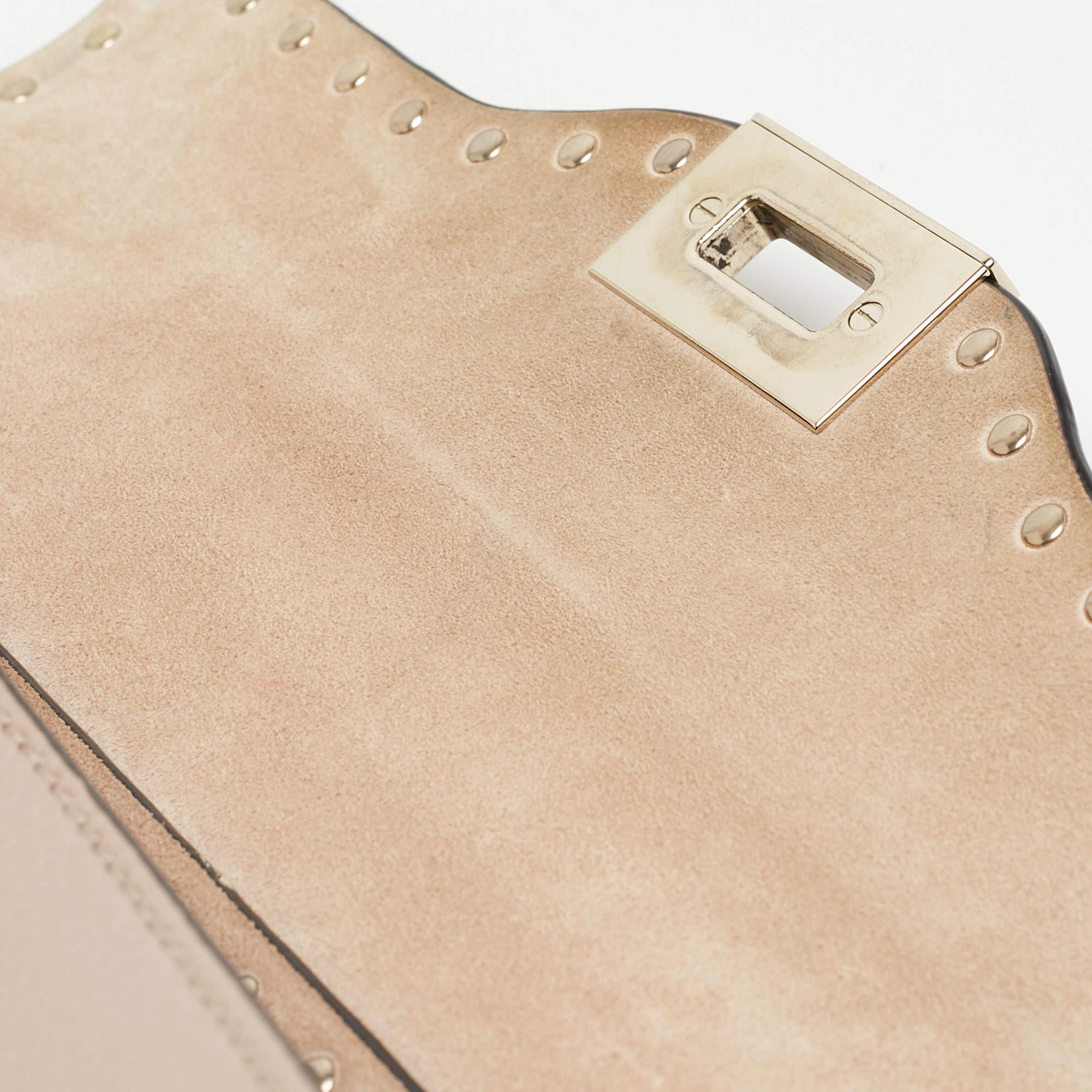 Valentino Old Rose Leather Rockstud Top Handle Bag For Sale 1