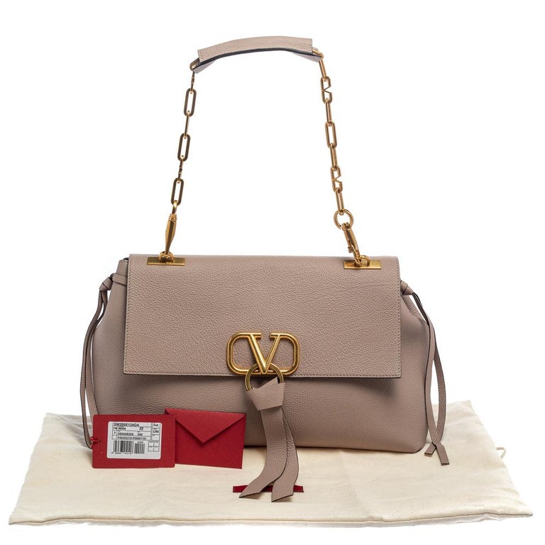 Valentino Old Rose Leather V-Ring Shoulder Bag at