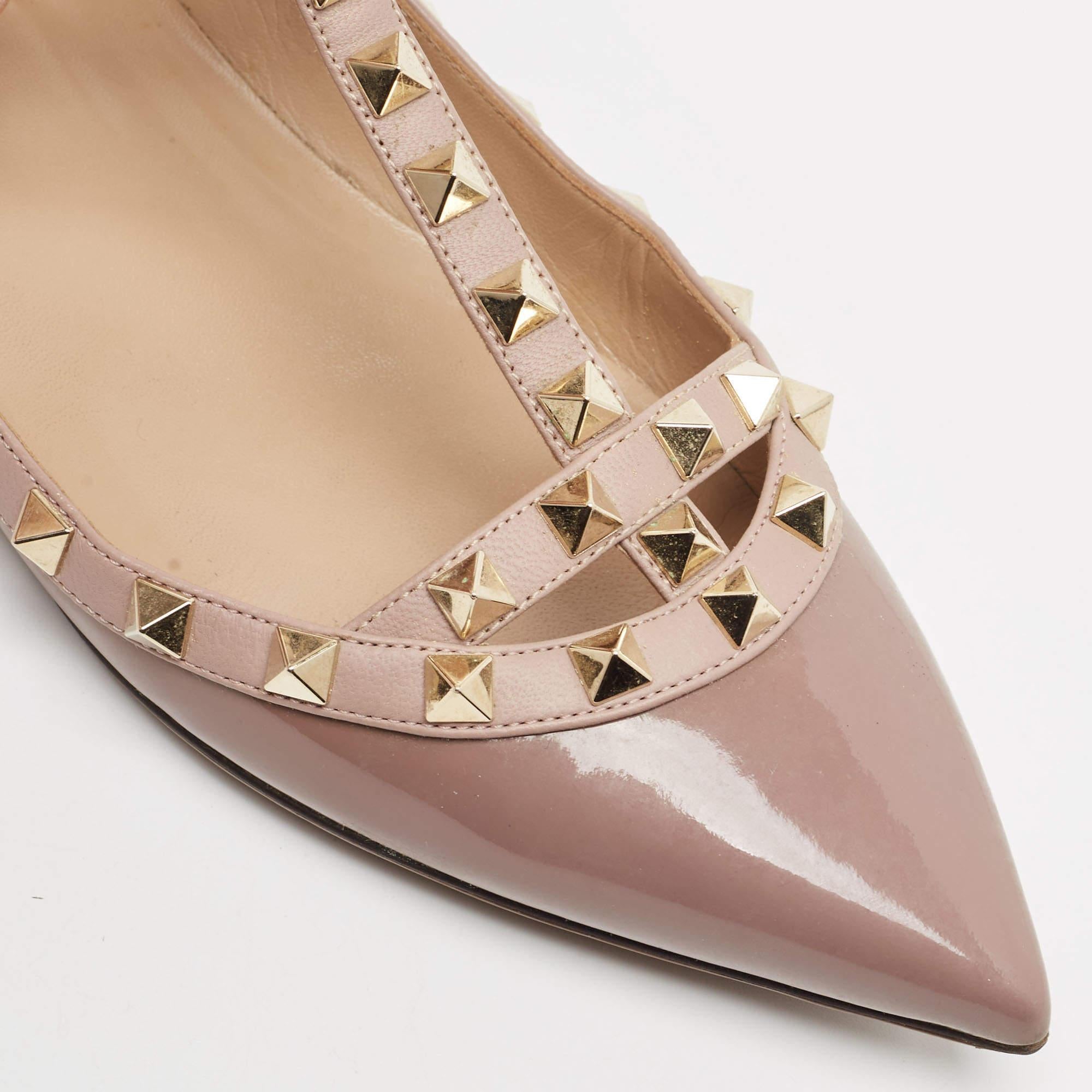 Valentino Old Rose Patent and Leather Rockstud Ballet Flats Size 38 For Sale 4