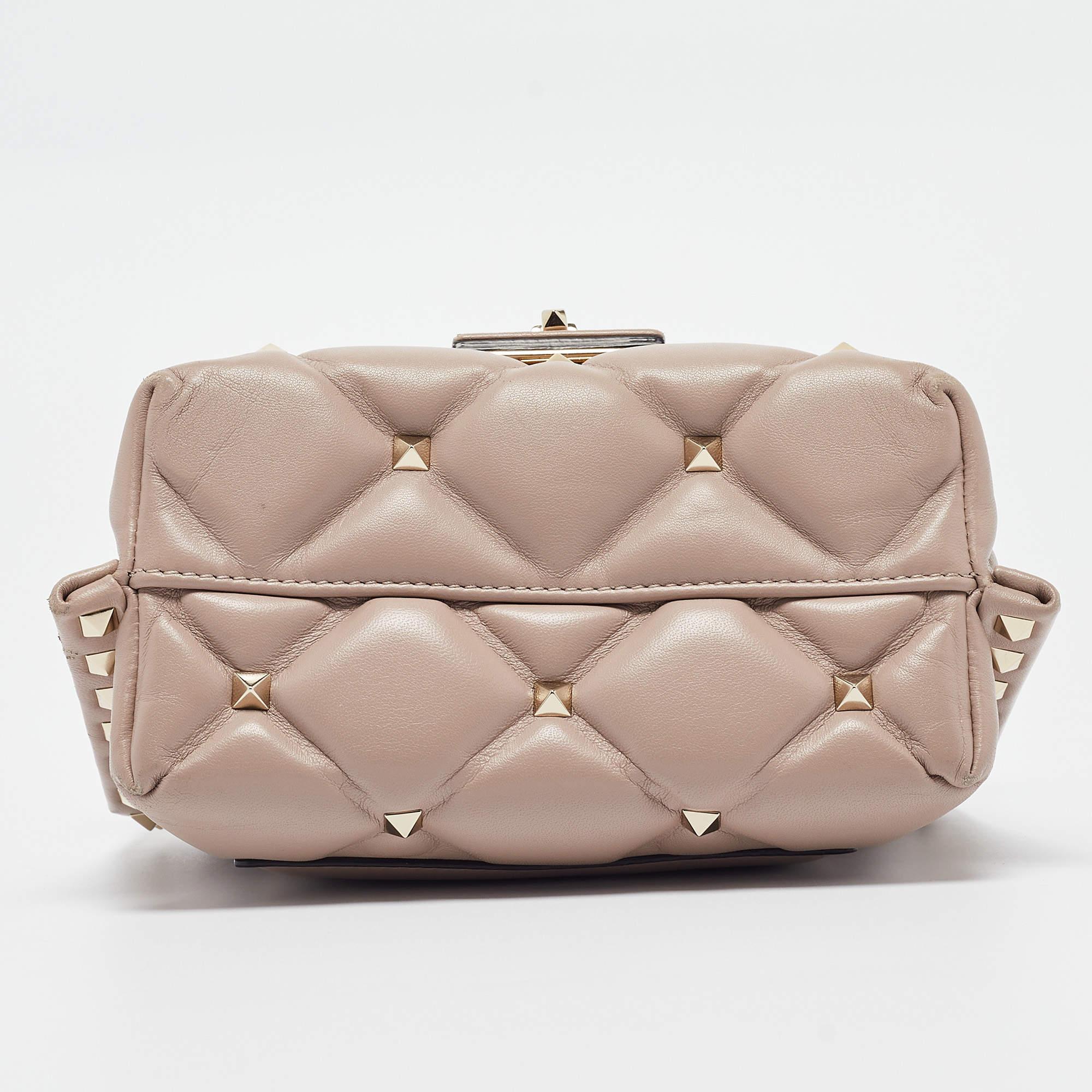 Valentino Old Rose Quilted Leather Mini Candystud Top Handle Bag 7