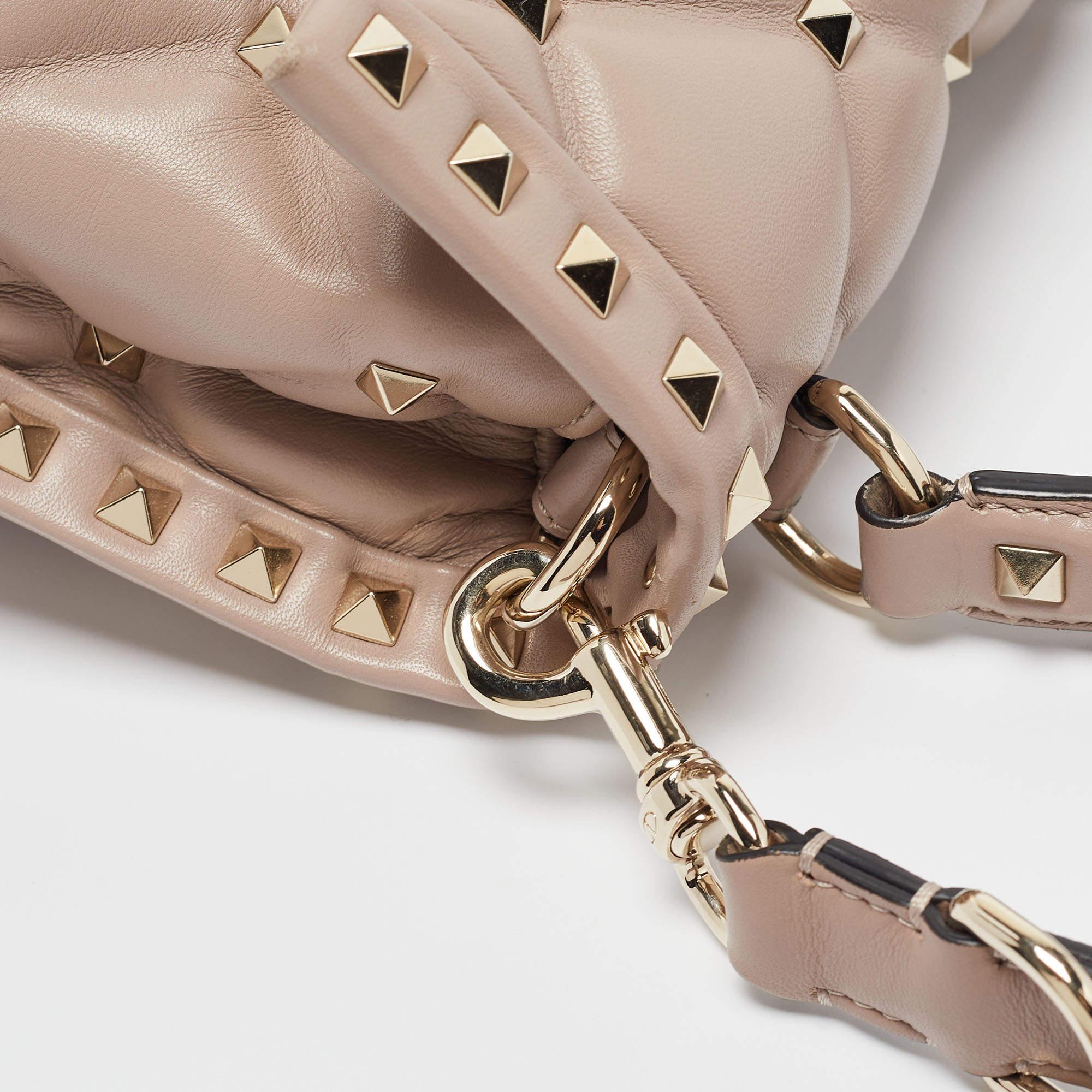 Valentino - Mini sac à poignée Candystud en cuir matelassé vieux rose 13