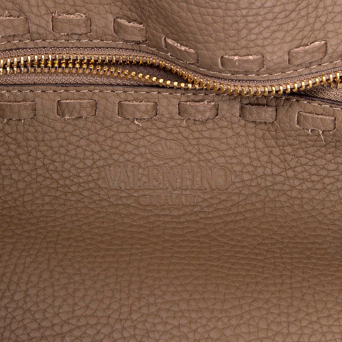 Women's VALENTINO olive drab leather C-ROCKEE STUDDED FRINGE Tote Shopper Bag For Sale