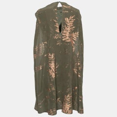Valentino Olive Green Silk Printed Cape Kaftan Dress S