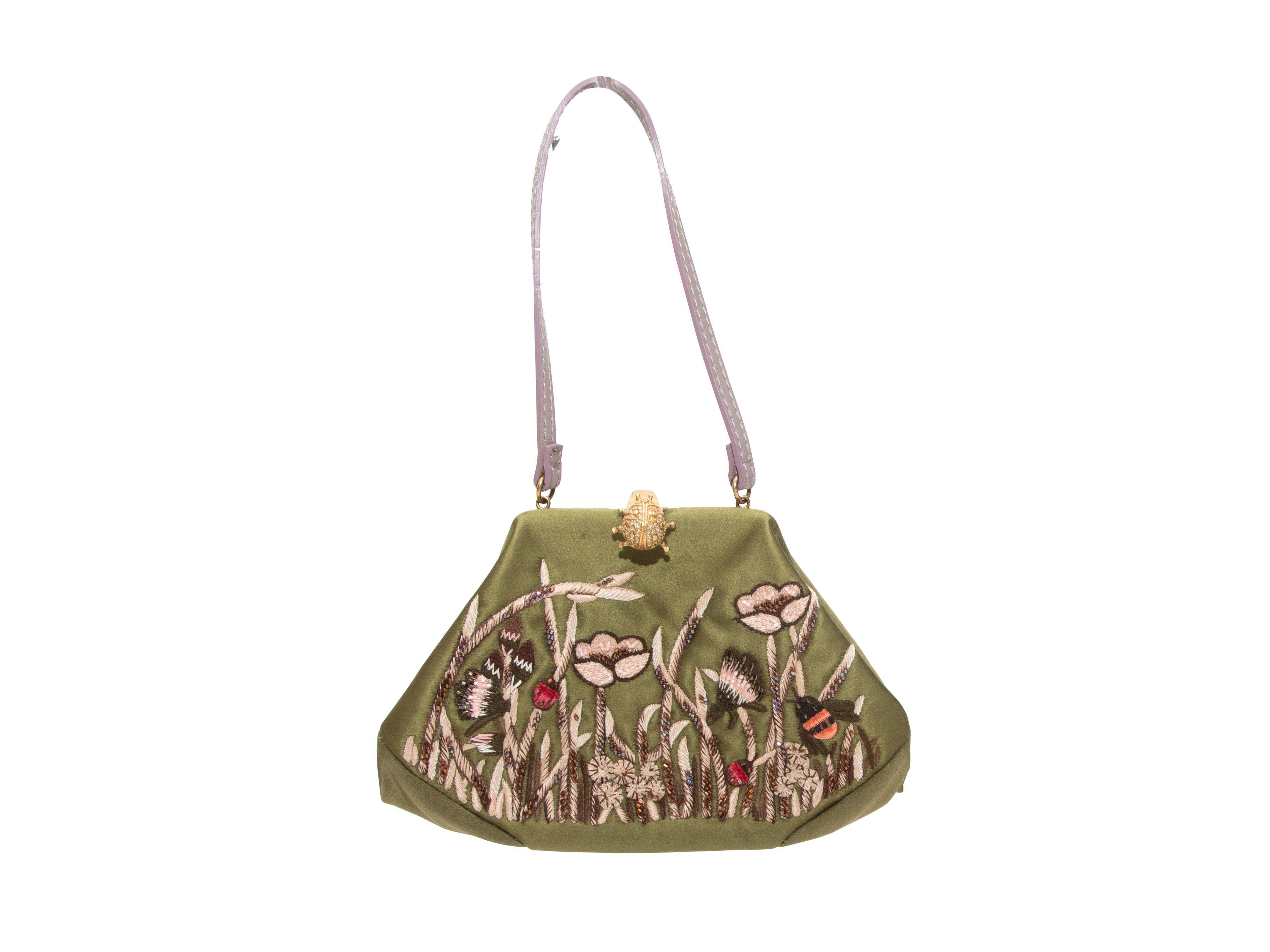 Women's Valentino Olive & Multicolor Embroidered Handbag