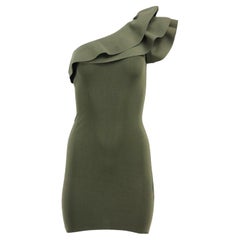 Valentino One Shoulder Ruffled Stretch Knit Mini Dress Xsmall