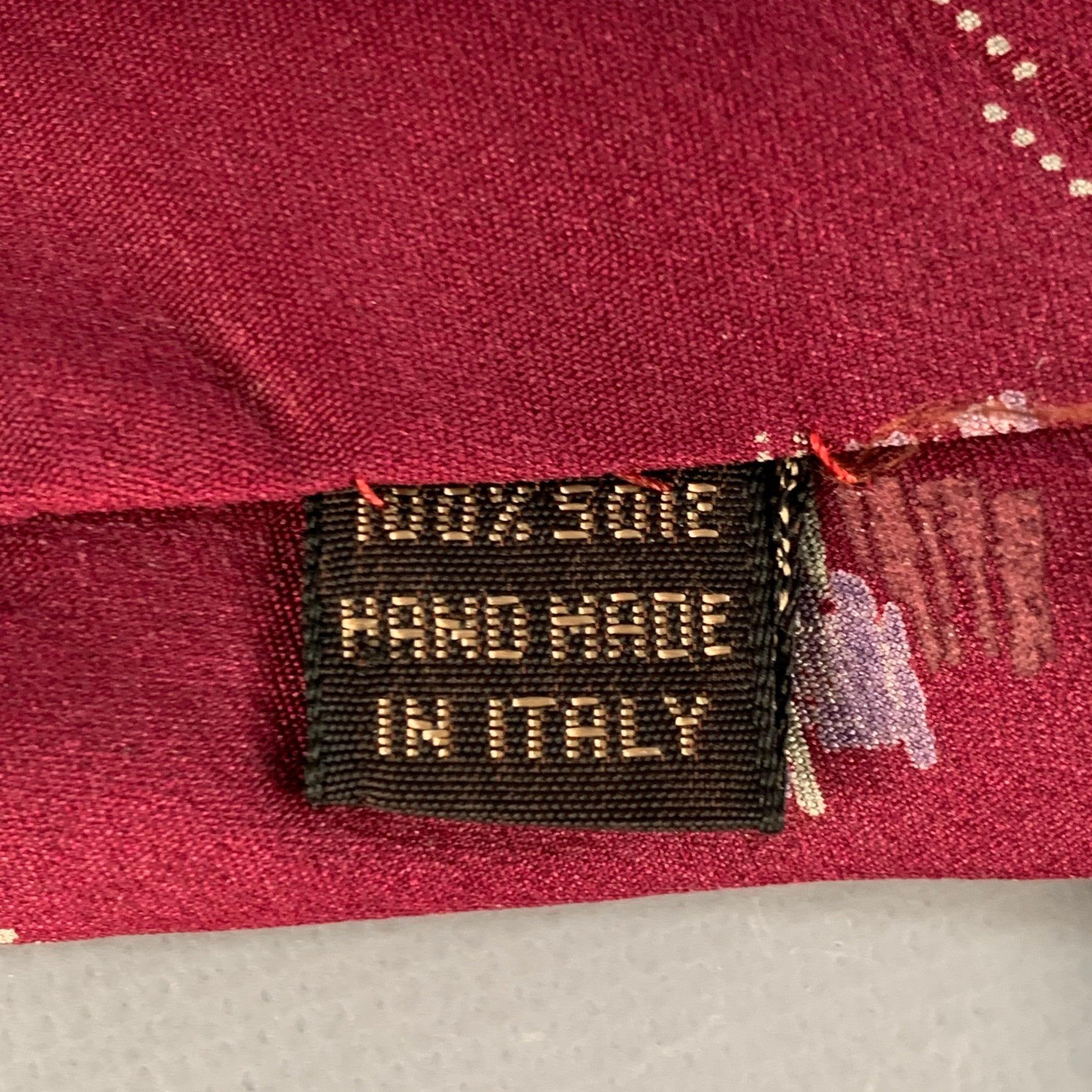Valentino Cravatta in seta astratta grigio borgogna taglia unica In condizioni buone in vendita a San Francisco, CA