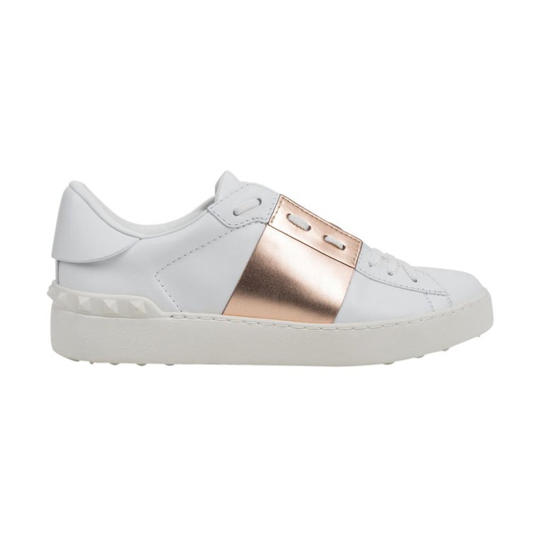 Valentino Open Sneaker White Leather Rose Gold and Rock Stud 39 / 9 For ...
