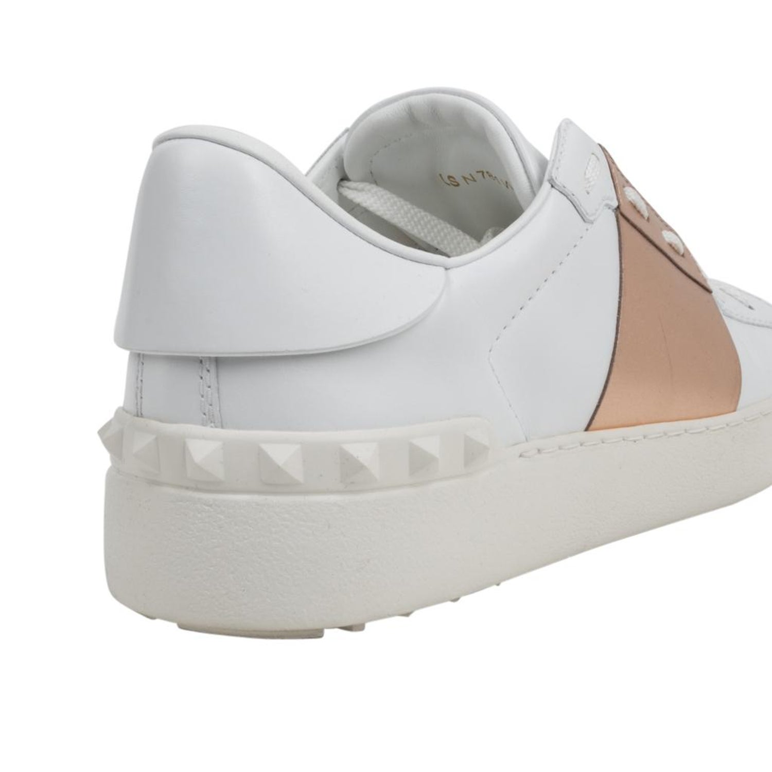 Valentino Open Sneaker White Leather Rose Gold and Rock Stud 39 / 9 For  Sale at 1stDibs | valentino open sneaker gold