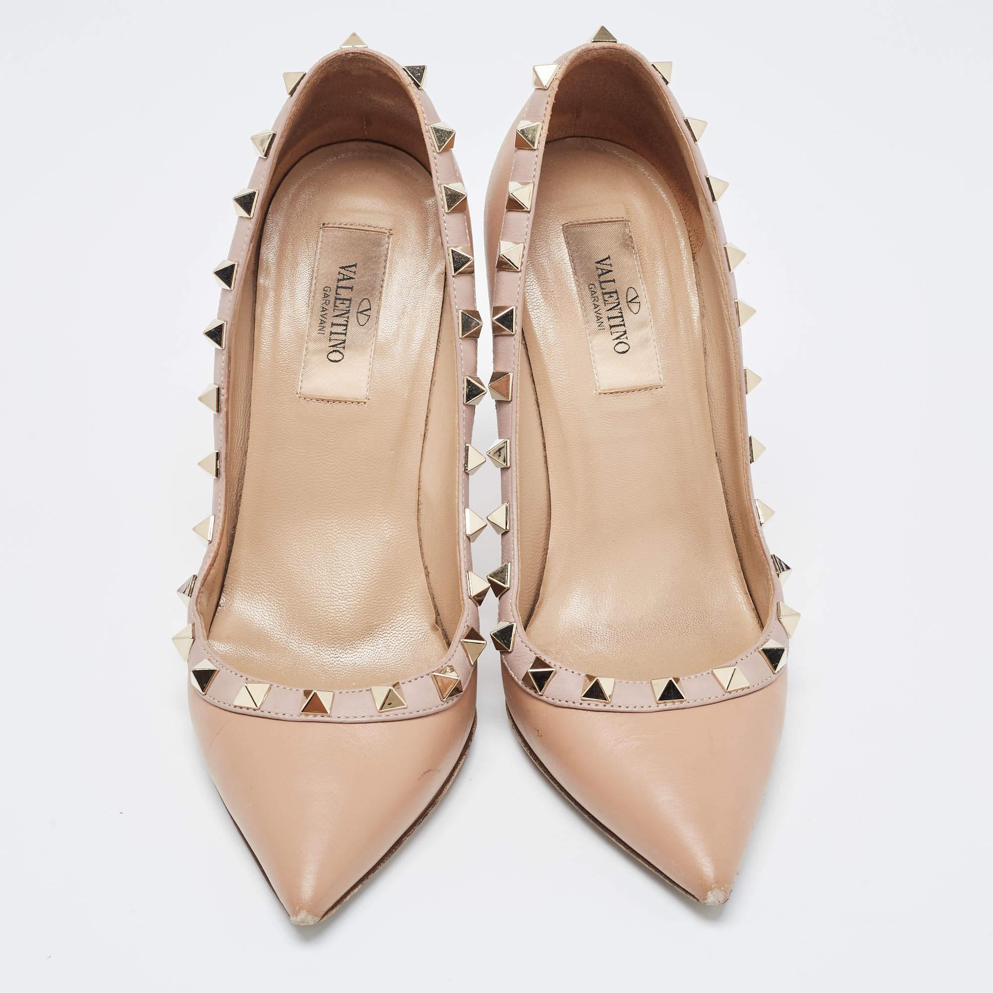 Valentino escarpins Rockstud orange/beige taille 35 en vente 5