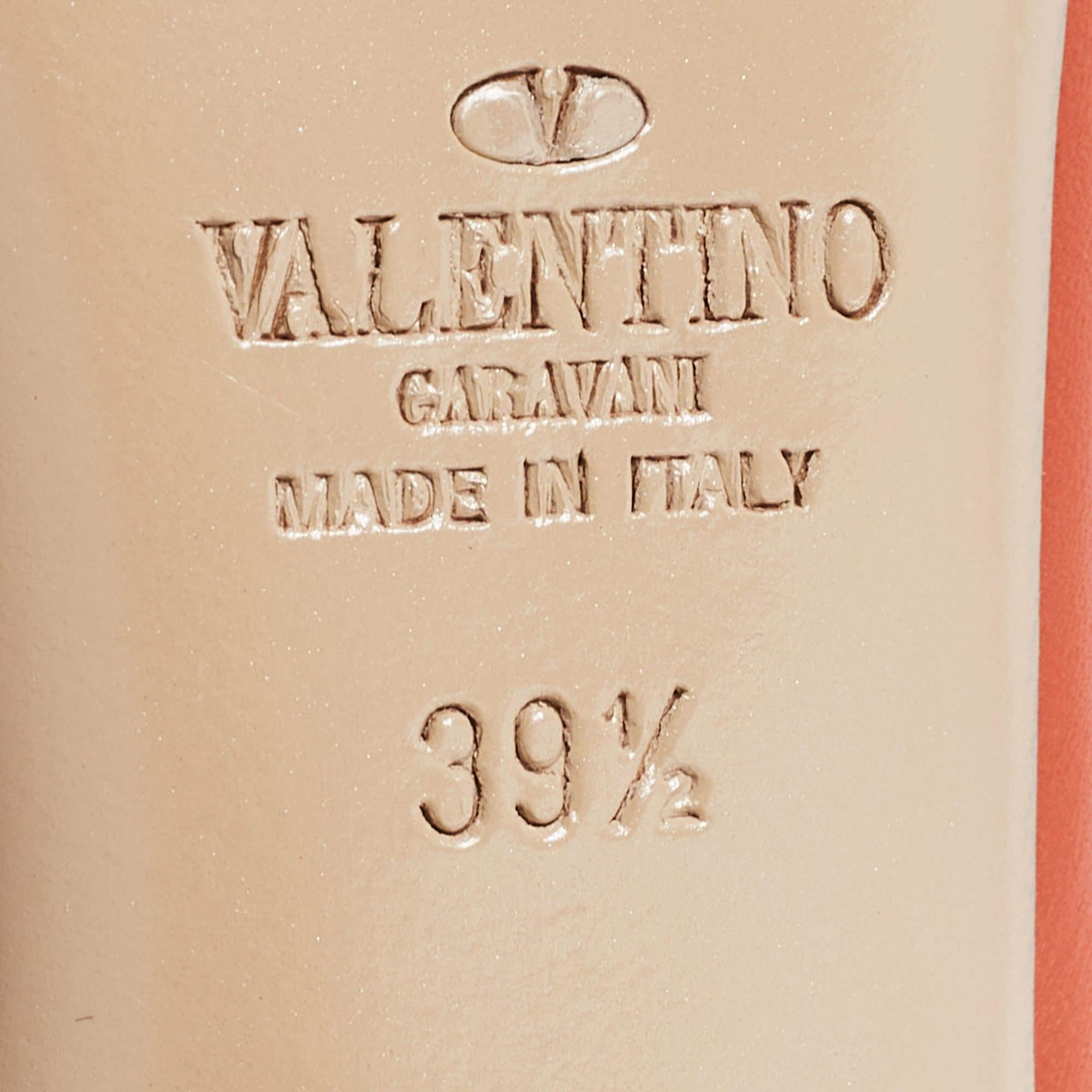 Valentino Orange/Beige Leather Rockstud Pumps Size 39.5 1