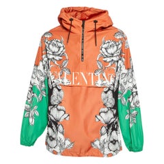 Valentino Orange Dark Blooming Floral Printed Anorak L