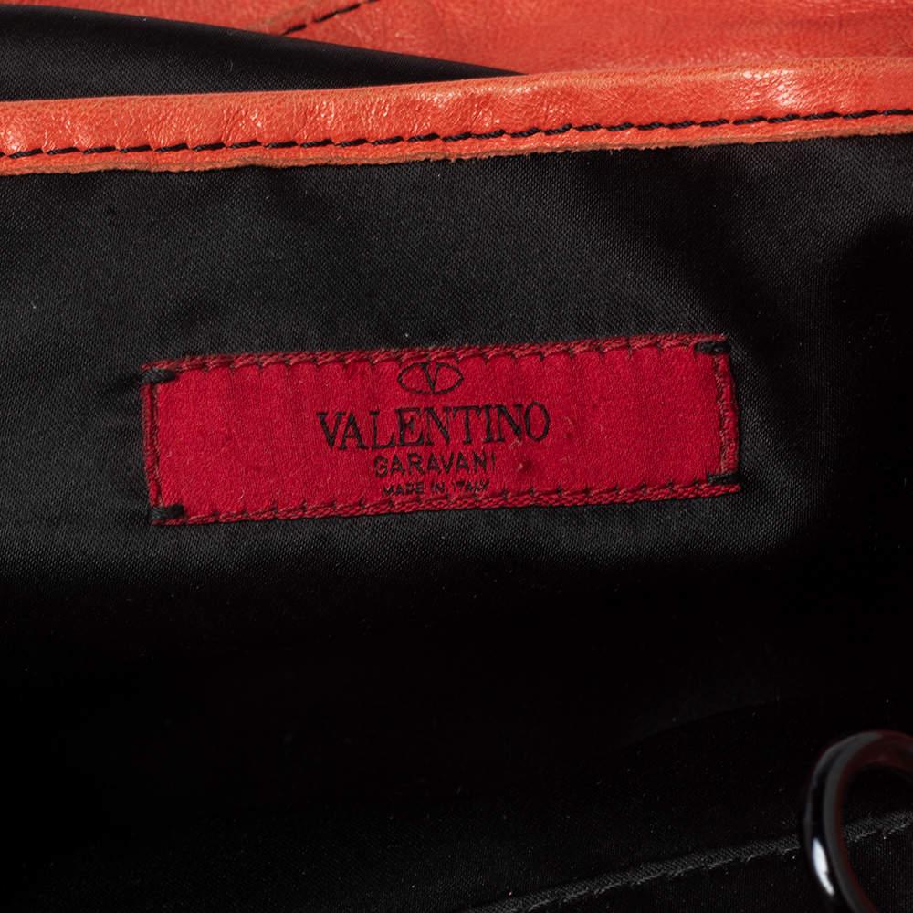 Valentino Orange Leather Petale Rose Shopper Tote For Sale 4