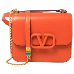 Valentino Orange Leather Small VSling Crossbody Bag