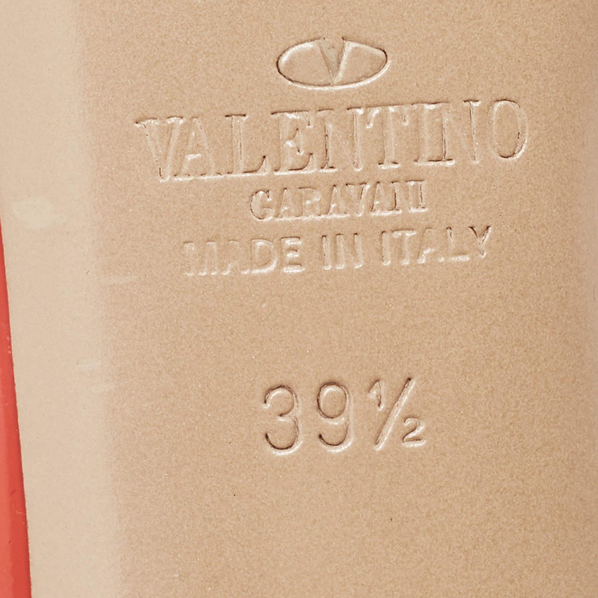 Women's Valentino Orange Patent Bow Slingback Peep Toe Pumps Size 39.5
