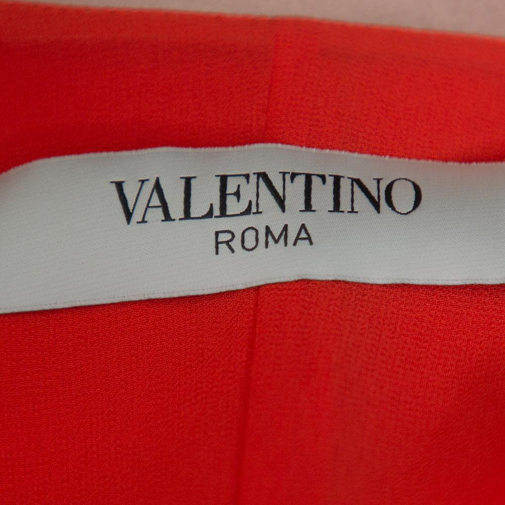 Red Valentino Orange Satin Draped Neck Detail Maxi Dress XL