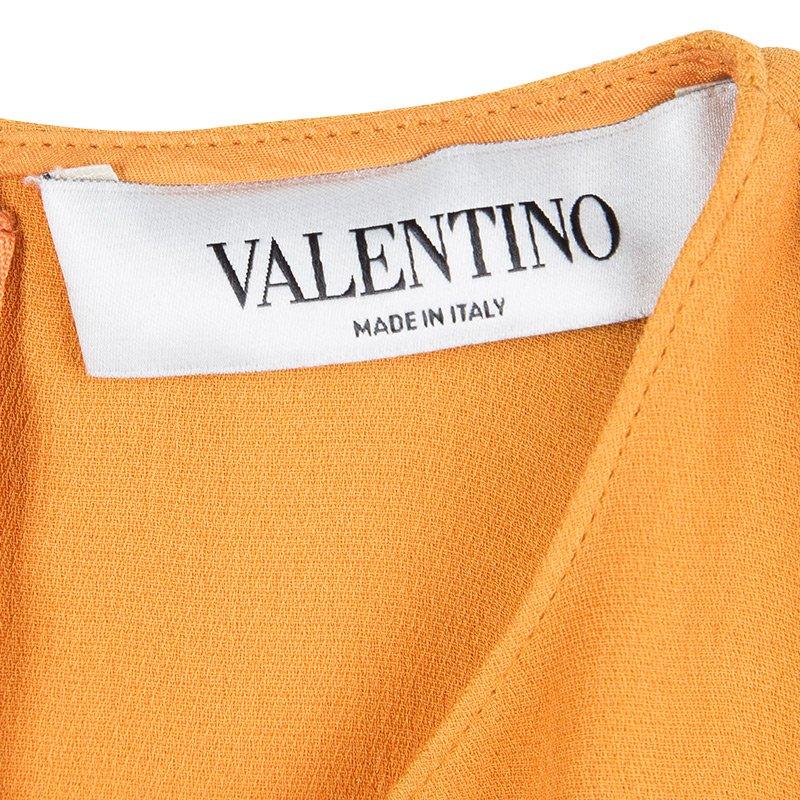 Valentino Orange Silk Scalloped Edge Cady Poncho S 1