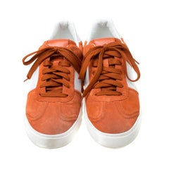 Valentino Orange Suede And White Leather Flycrew Low Top Sneakers Size 40