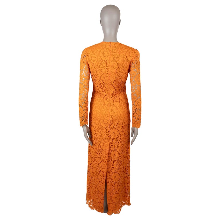 orange valentino dress VALENTINO Vintage Runway SS 2005 Orange Silk Dress with Pink Bow Orange  silk dress with jeweled lace eyelets. Material: 100% Silk Color: Orange  with pink lace/bow Size Dress: 8