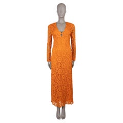 VALENTINO orange viscose 2022 VLOGO CORDED LACE MIDI Dress XS