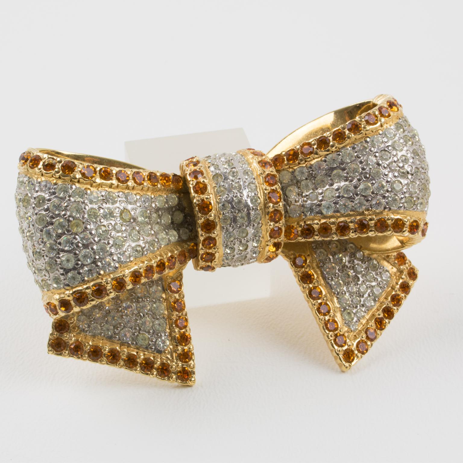 Women's or Men's Valentino Oversized Jeweled Bowtie Pin Brooch