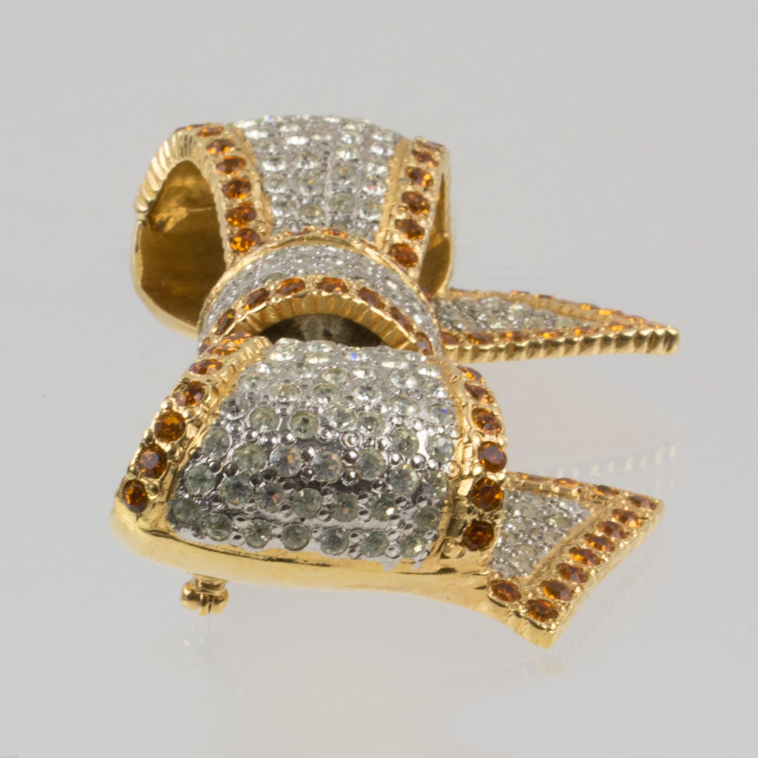 Valentino Oversized Jeweled Bowtie Pin Brooch 1