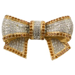 Vintage Valentino Oversized Jeweled Bowtie Pin Brooch
