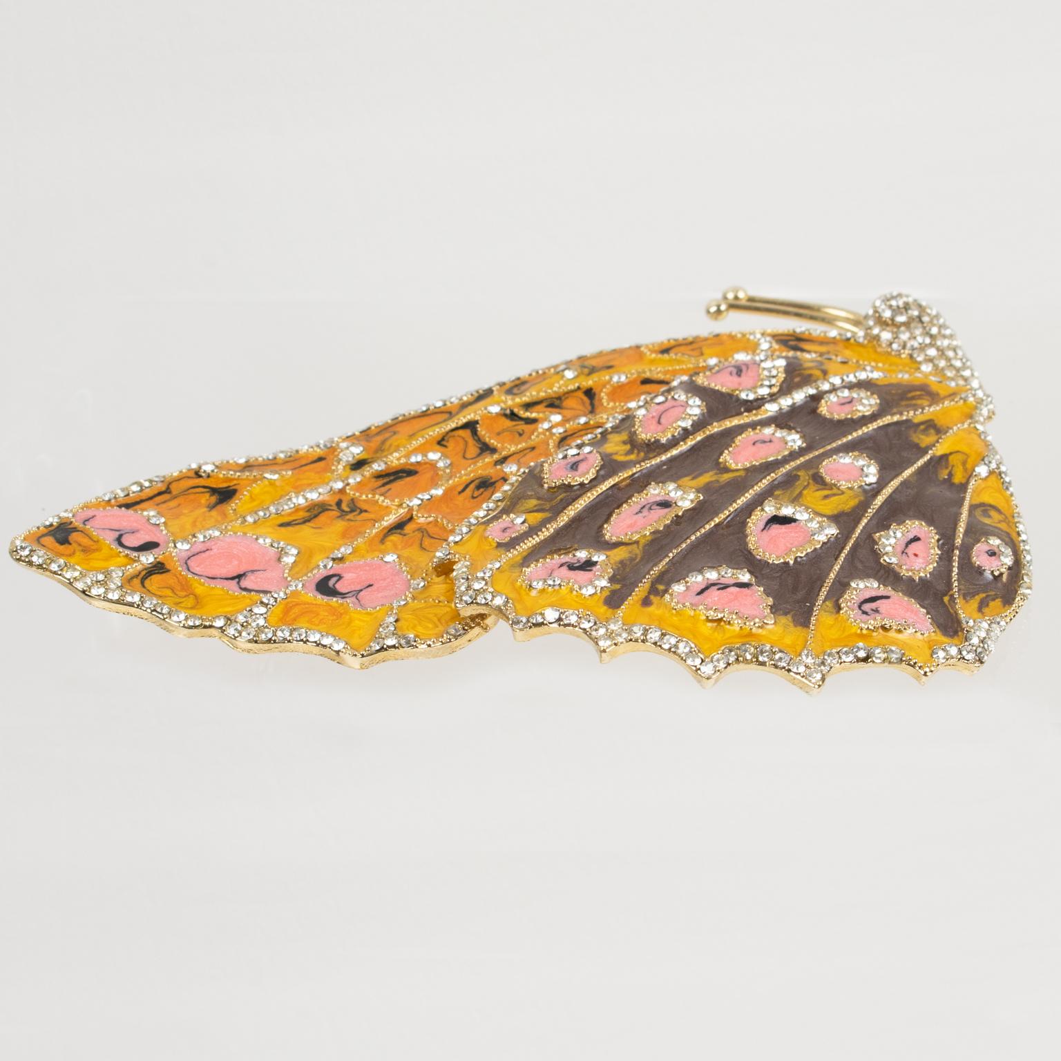Modern Valentino Oversized Jeweled Butterfly Pin Brooch