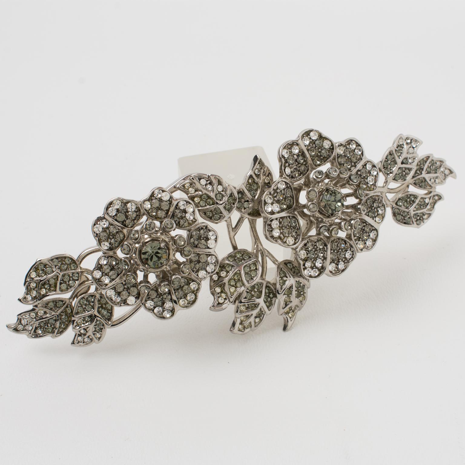 Modern Valentino Oversized Jeweled Floral Pin Brooch