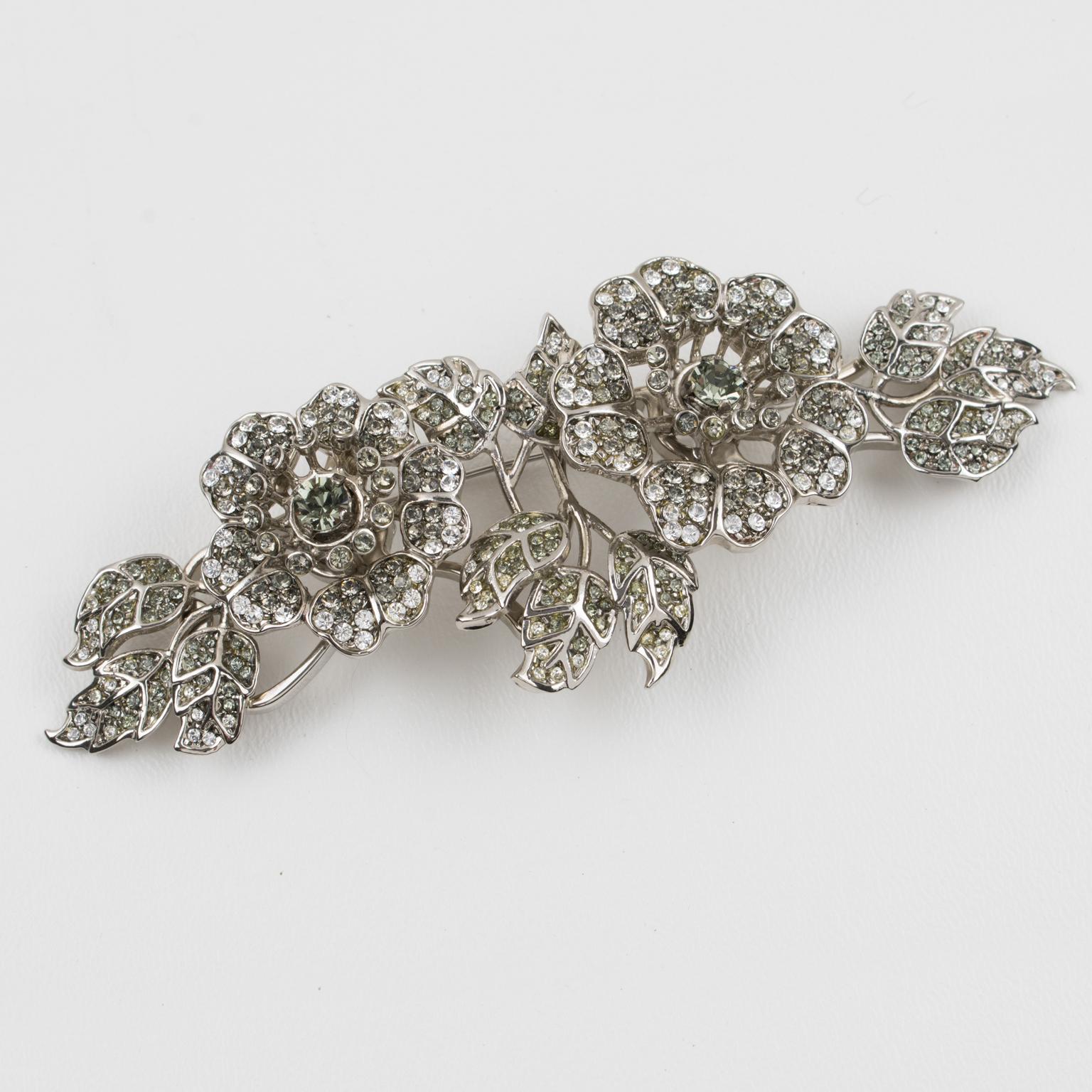 Women's or Men's Valentino Oversized Jeweled Floral Pin Brooch