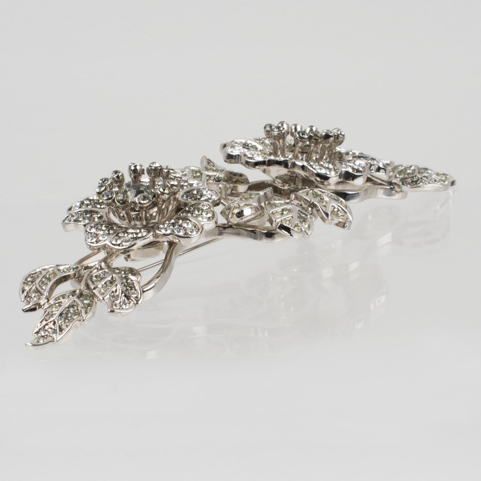 Valentino Oversized Jeweled Floral Pin Brooch 2