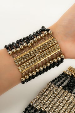 Valentino Pair of Bracelets Haute Couture in Black Pearls